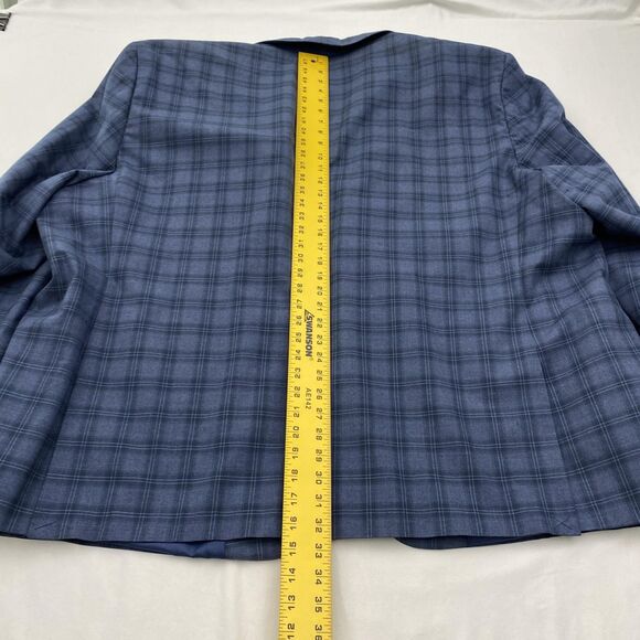 Oak Hill Blazer Sport Coat Mens 4XL 58/60R Blue Windowpane 2 Button Notch Lapel - Picture 13 of 16